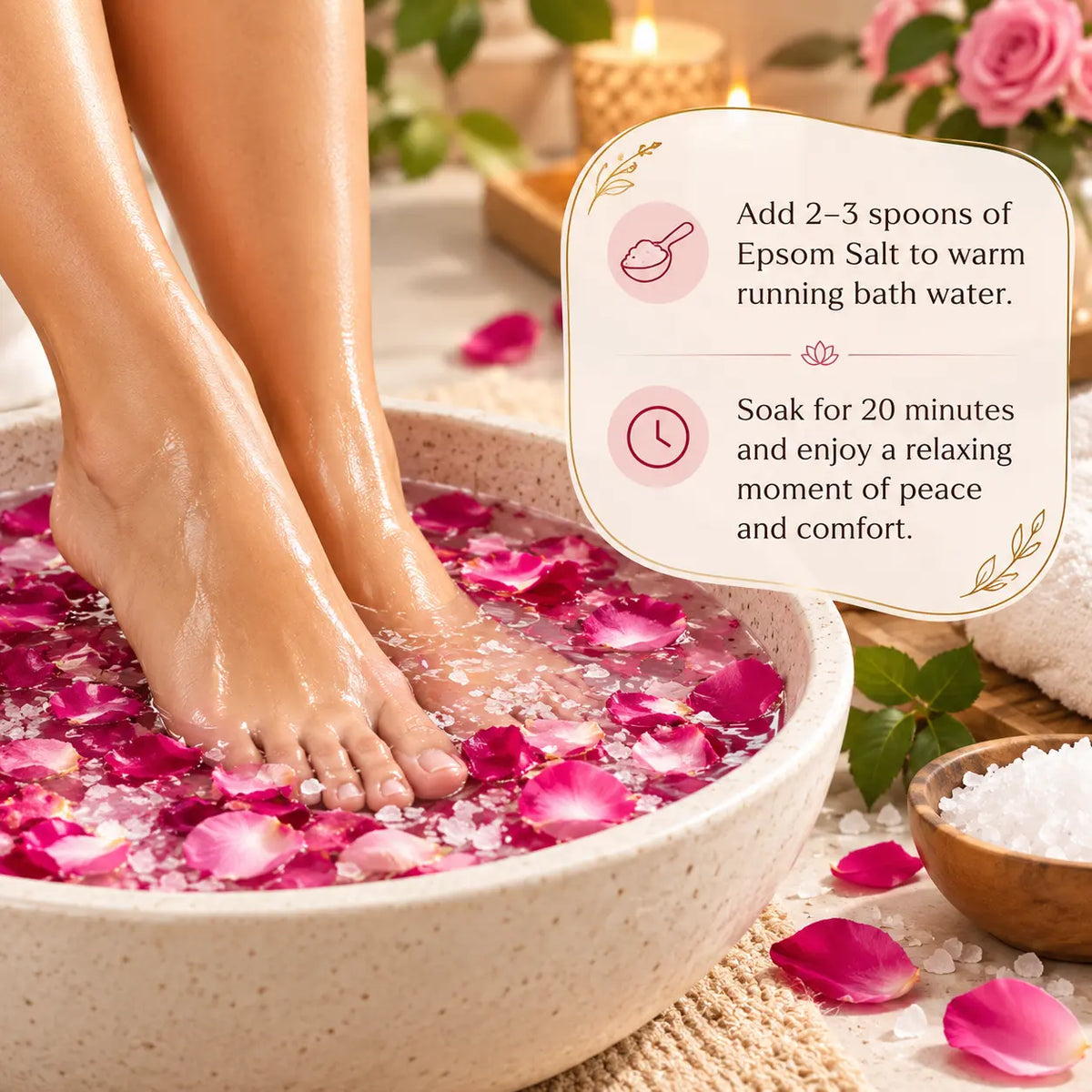 Rose Epsom Bath Salt for Pain Relief